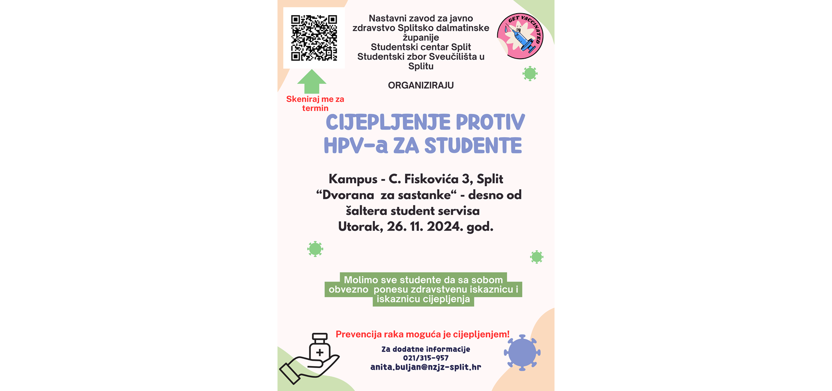 Cijepljenje protiv HPV-a za studente